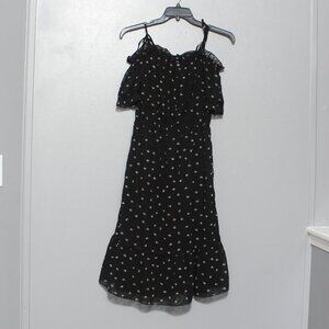 Miss selfridge black floral romantic off shoulder midi dress